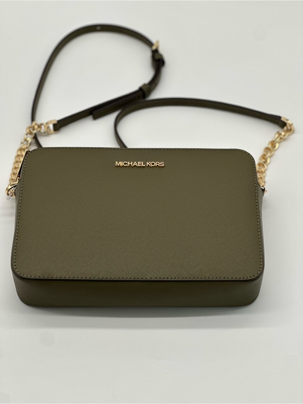 Michael Kors Olive Crossbody with Gold Chain Accent